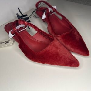 No Boundaries Red Faux Fur Flats